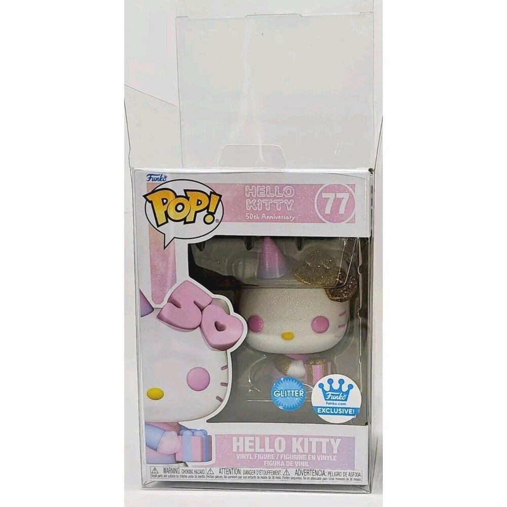 Funko Pop Sanrio #77 Hello Kitty W/Present 50th Anniversary Glitter Exclusive